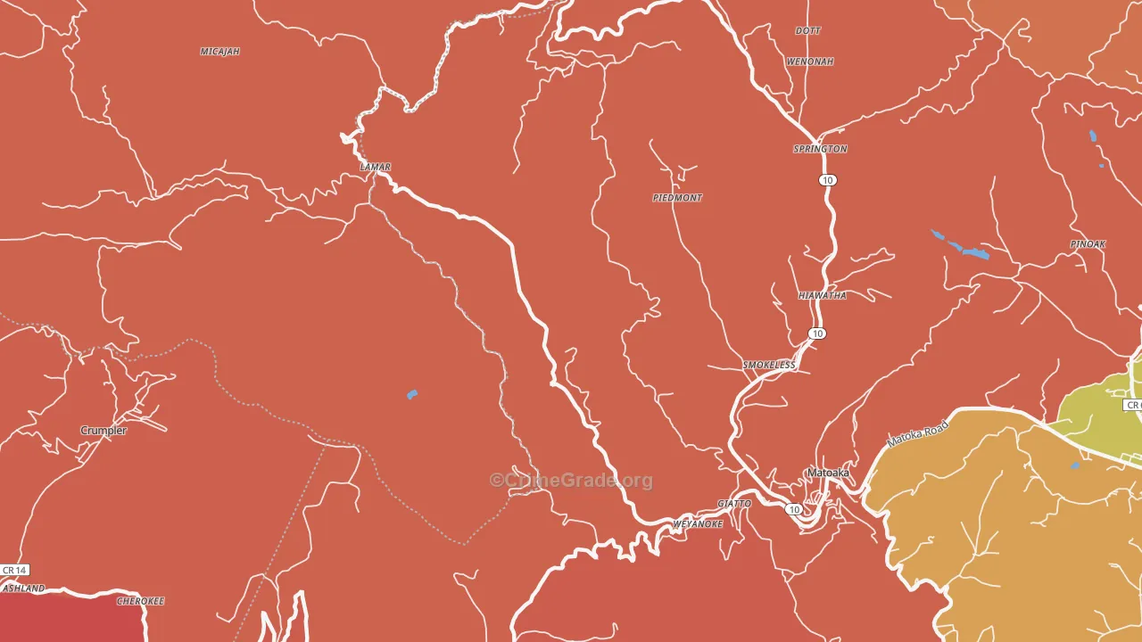 Springton, WV Map of Robbery Rates