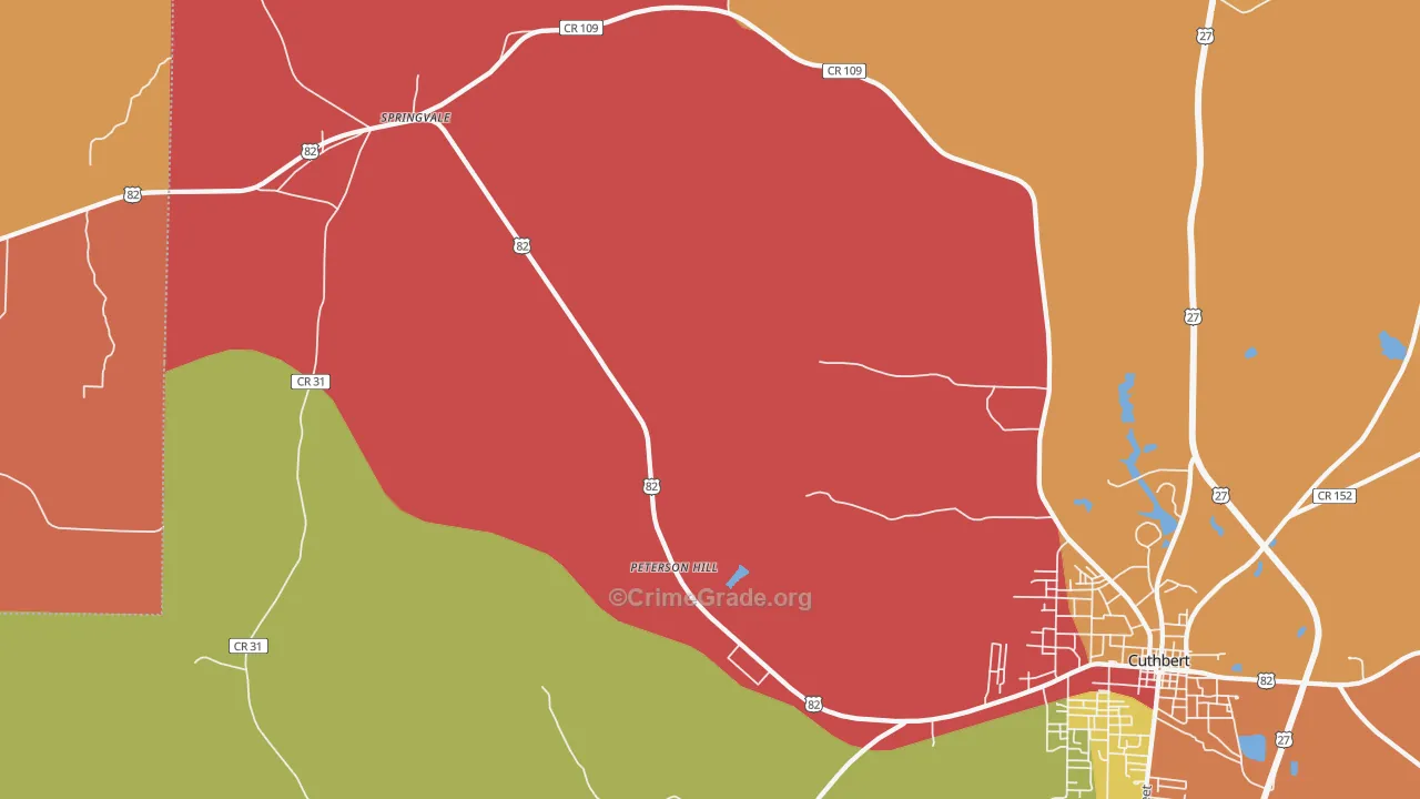 Springvale, GA Map of Robbery Rates