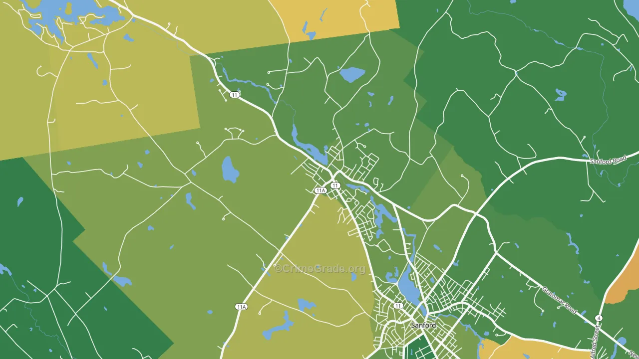 Springvale, ME Map of Robbery Rates