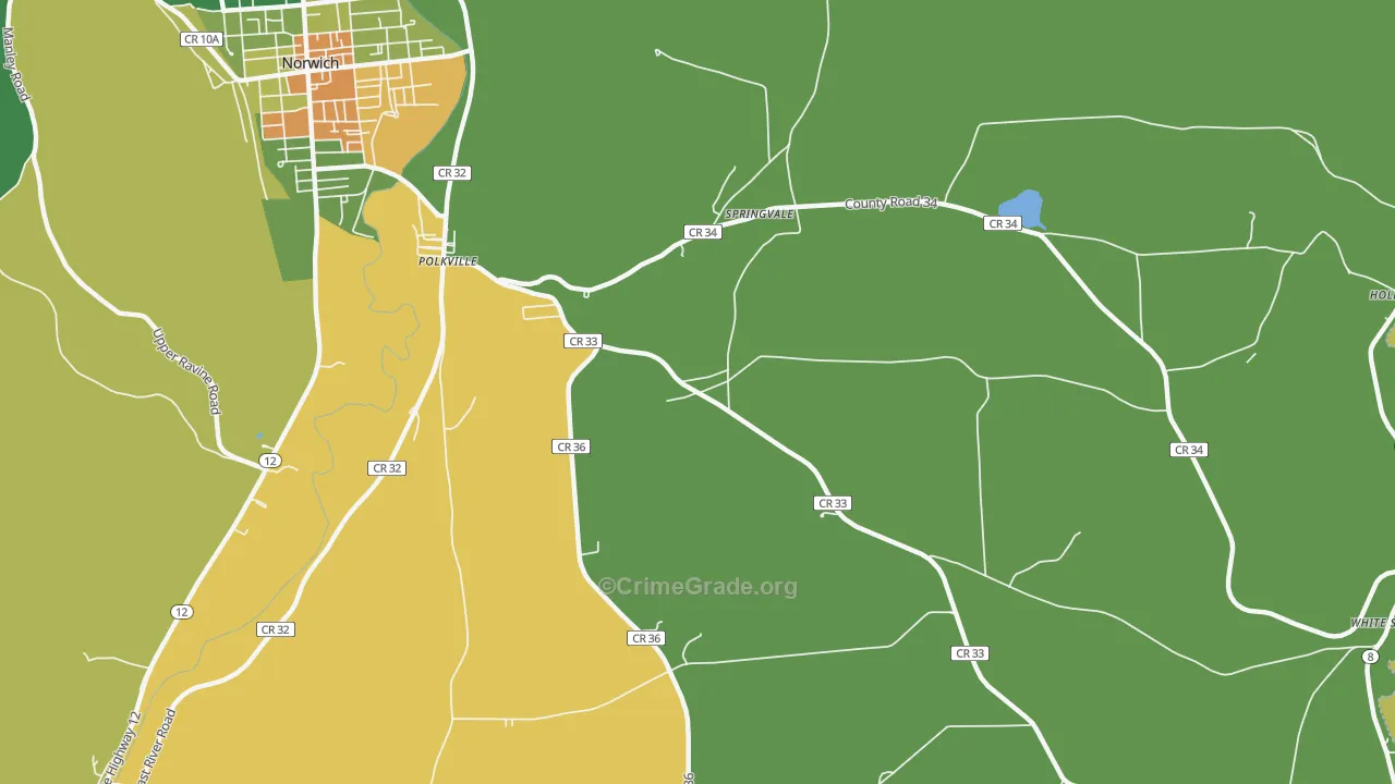 Springvale, NY Map of Robbery Rates