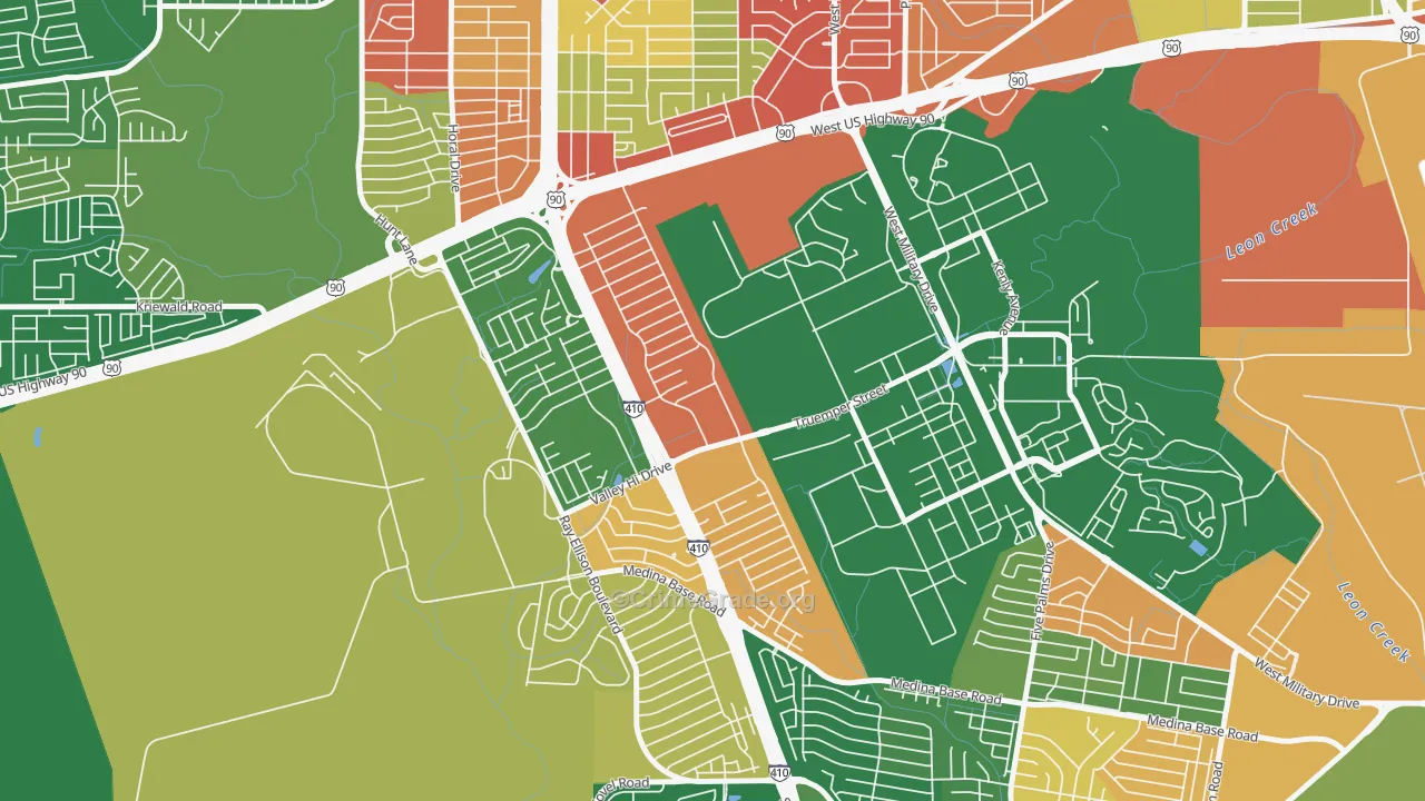 Springvale, San Antonio, TX Map of Robbery Rates