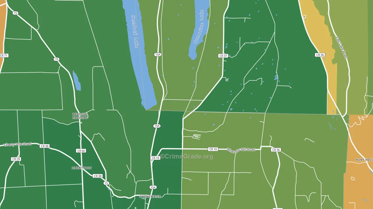 Springwater, NY Map of Robbery Rates