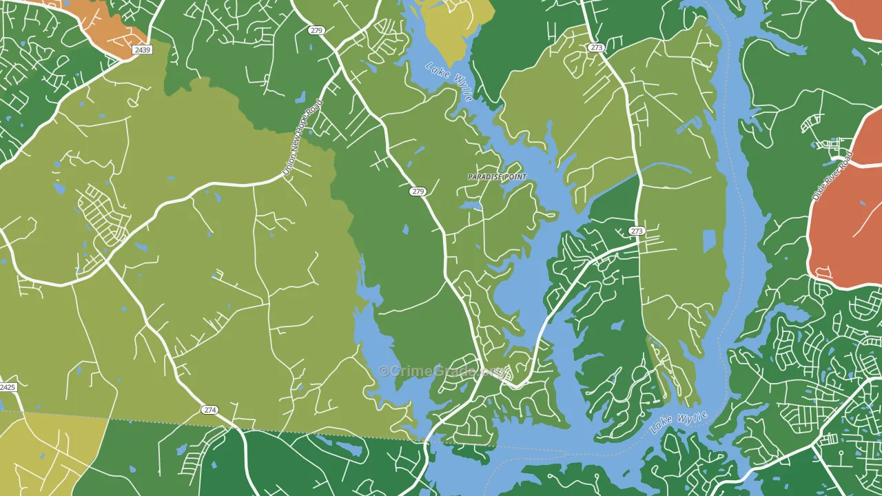 Springwood, NC Map of Robbery Rates