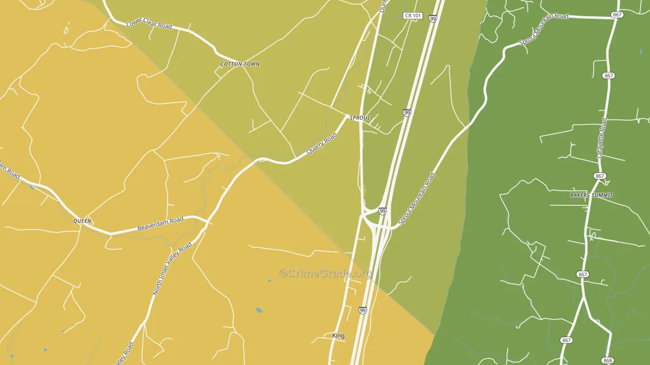 Sproul, PA Map of Robbery Rates
