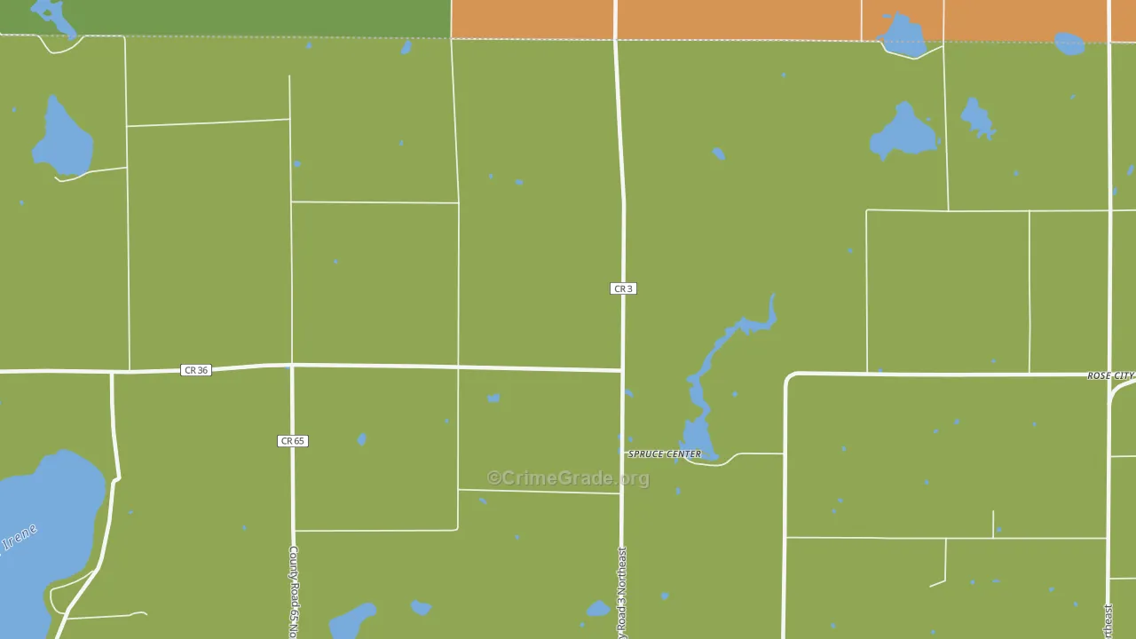 Spruce Center, MN Map of Robbery Rates