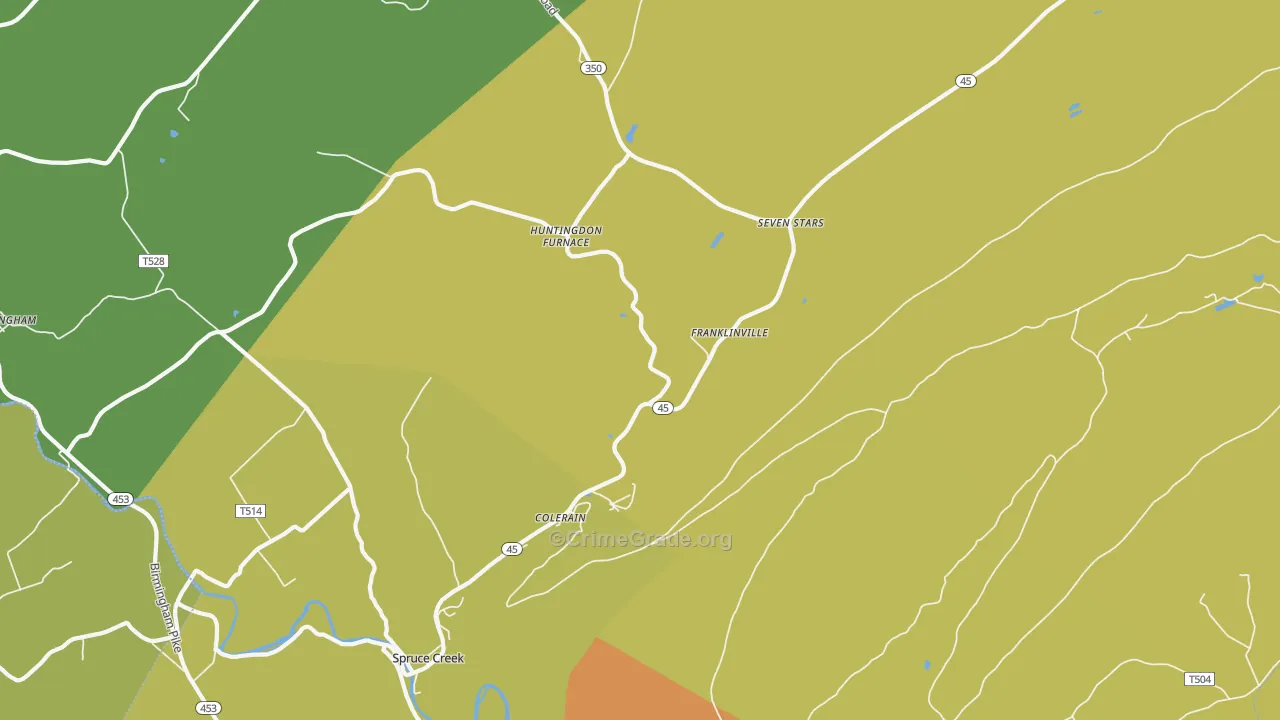 Spruce Creek, PA Map of Robbery Rates