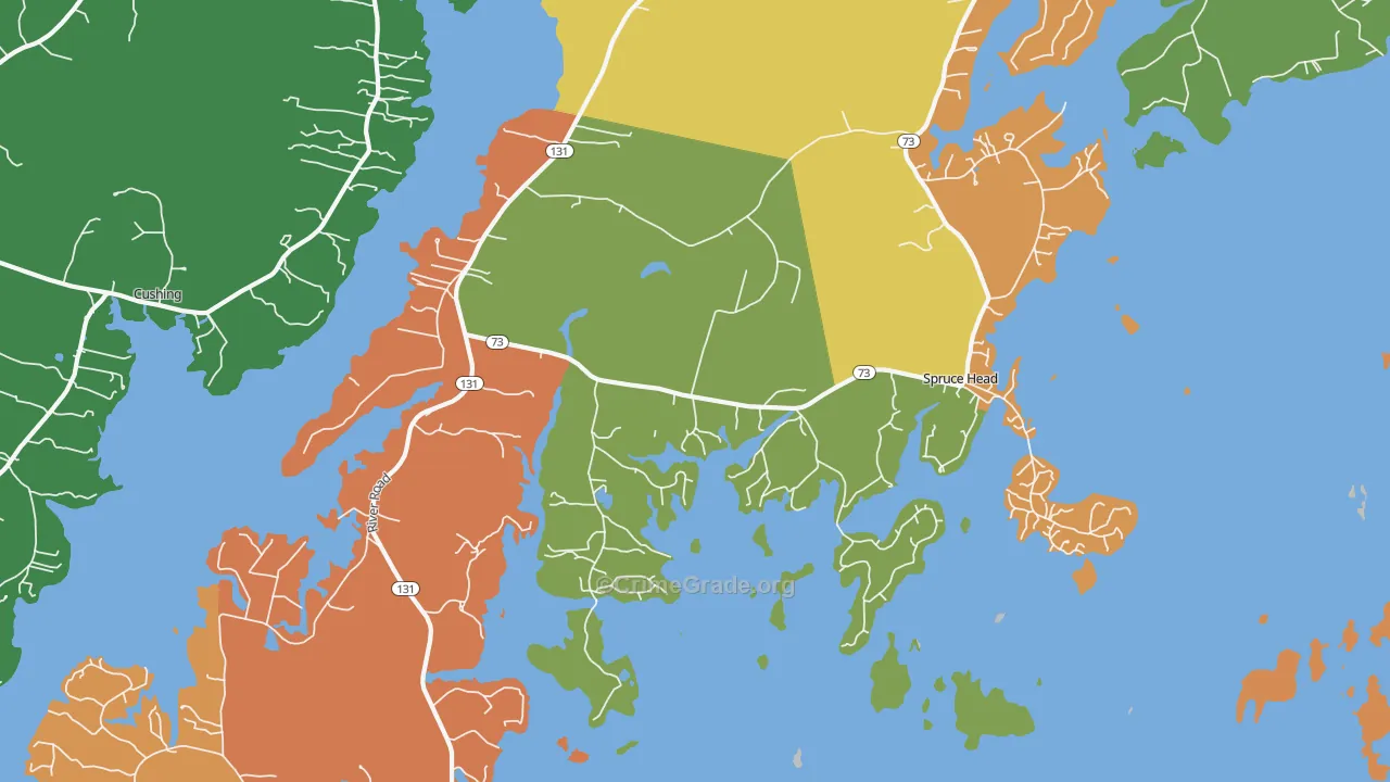 Spruce Head, ME Map of Robbery Rates