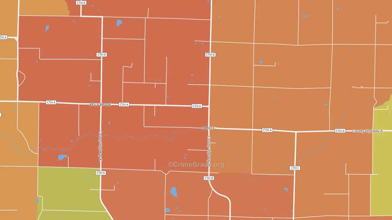 Spruce, WI Map of Robbery Rates