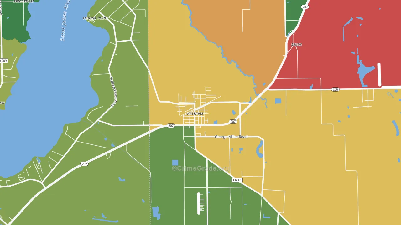 Spuds, FL Map of Robbery Rates