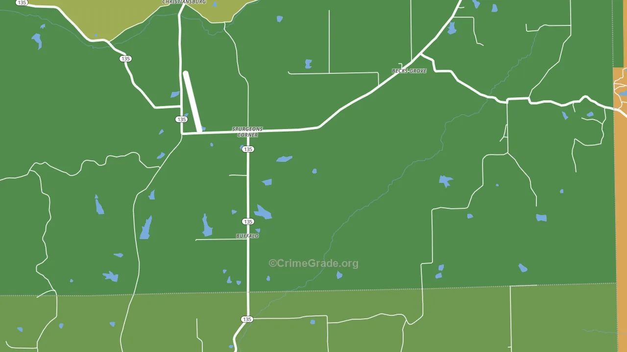 Spurgeons Corner, IN Map of Robbery Rates