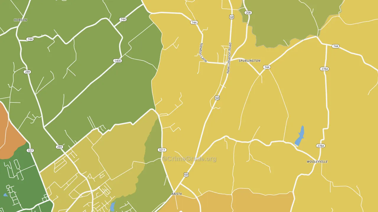 Spurlington, KY Map of Robbery Rates