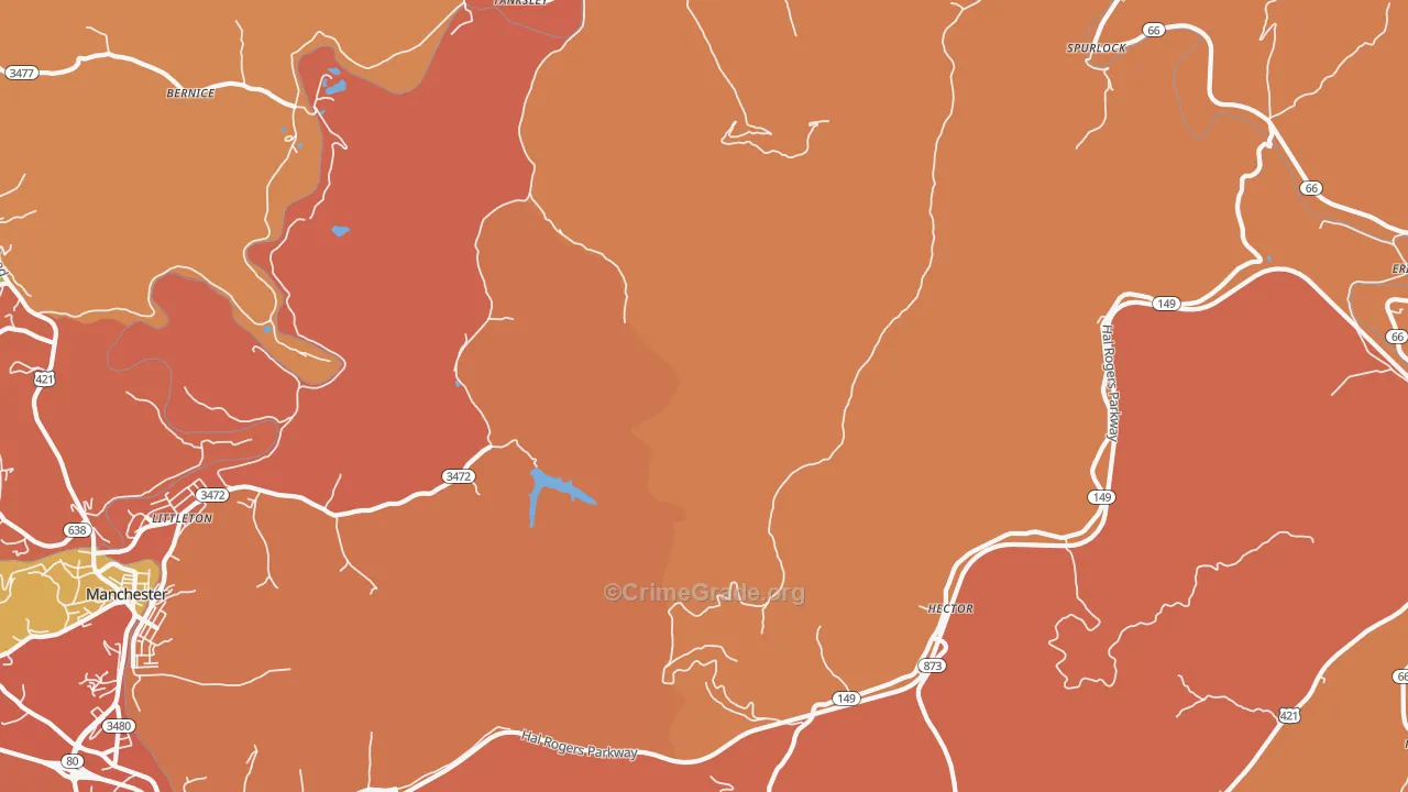Spurlock, KY Map of Robbery Rates