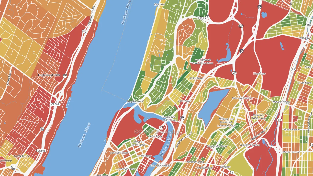 Spuyten Duyvil, Bronx, NY Map of Robbery Rates