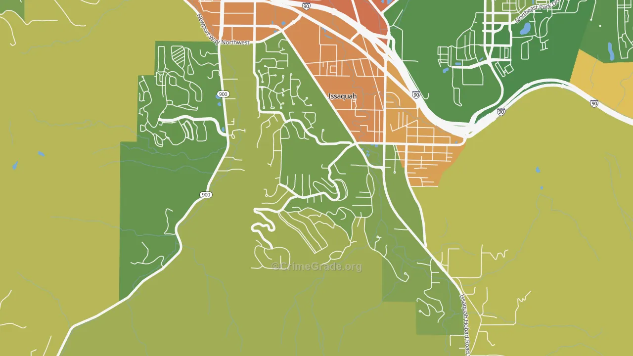 Squak Mountain, Issaquah, WA Map of Robbery Rates