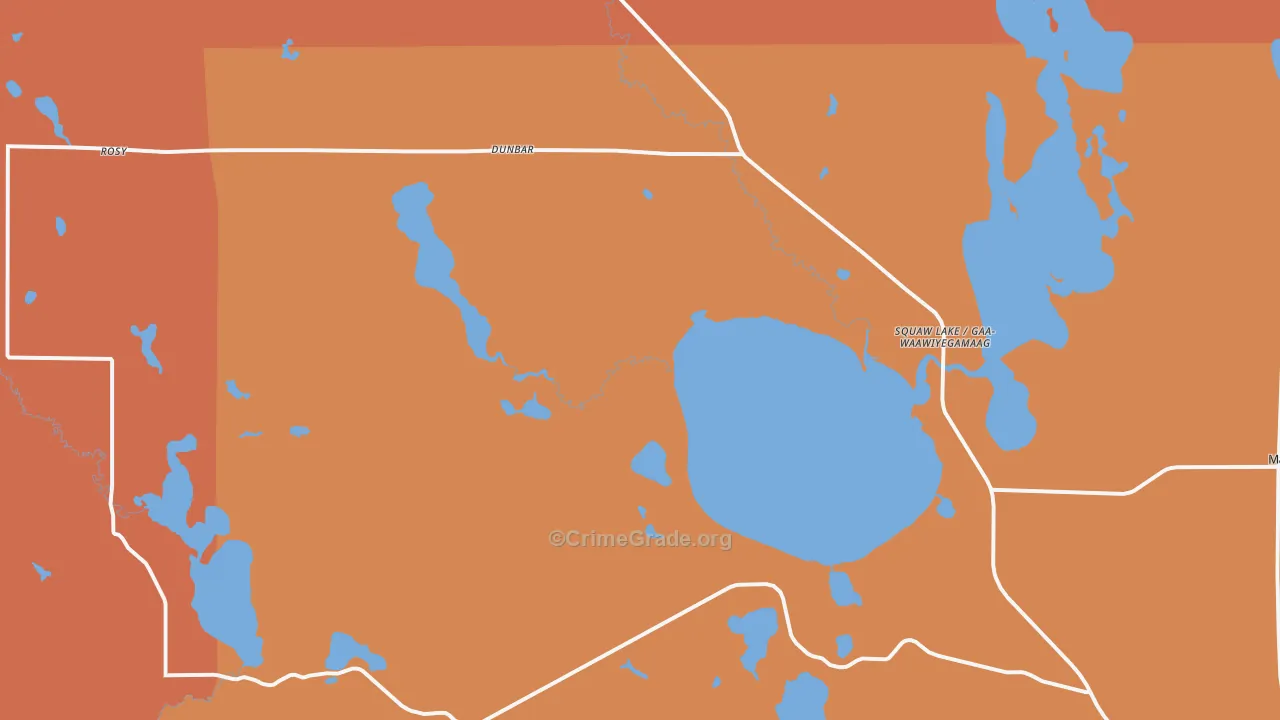 Squaw Lake, MN Map of Robbery Rates