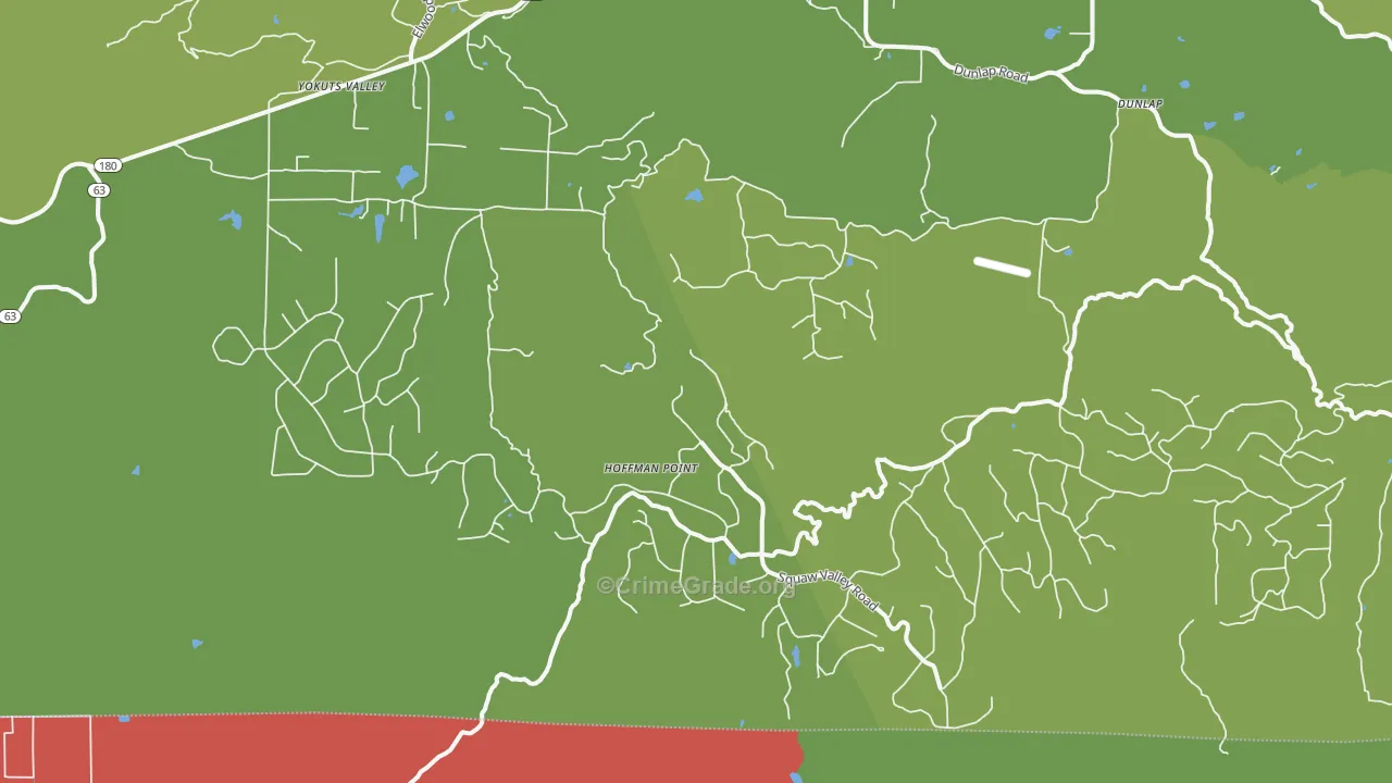 Squaw Valley, CA Map of Robbery Rates