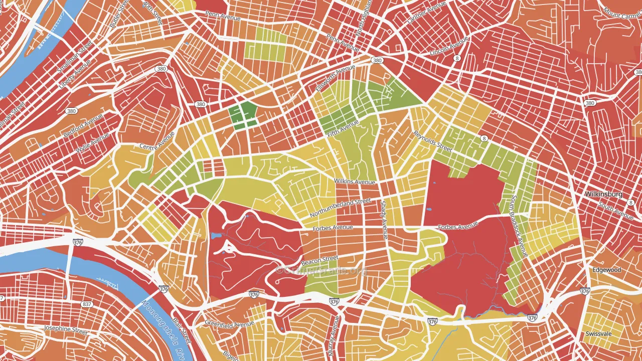 Squirrel Hill North, Pittsburgh, PA Map of Robbery Rates