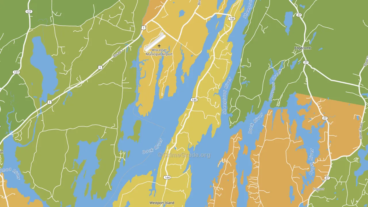 Squirrel Island, ME Map of Robbery Rates