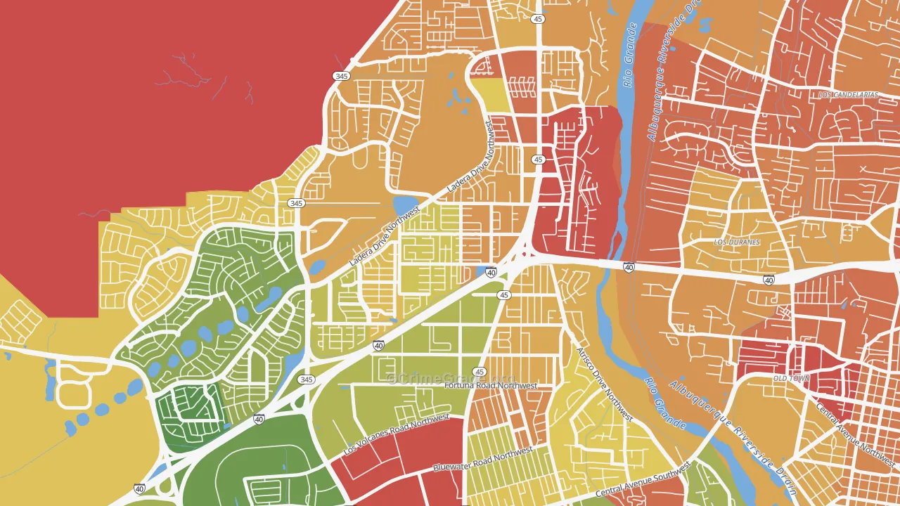 SR Marmon, Albuquerque, NM Map of Robbery Rates