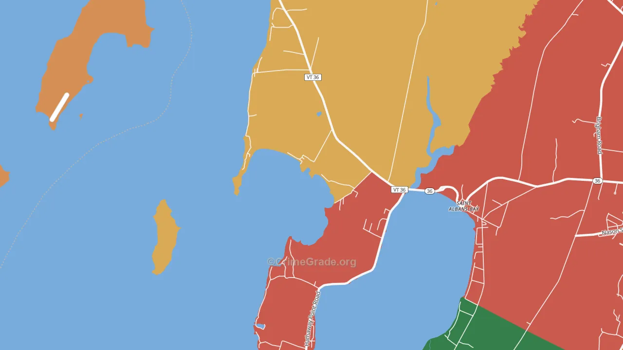 St. Albans Bay, VT Map of Robbery Rates