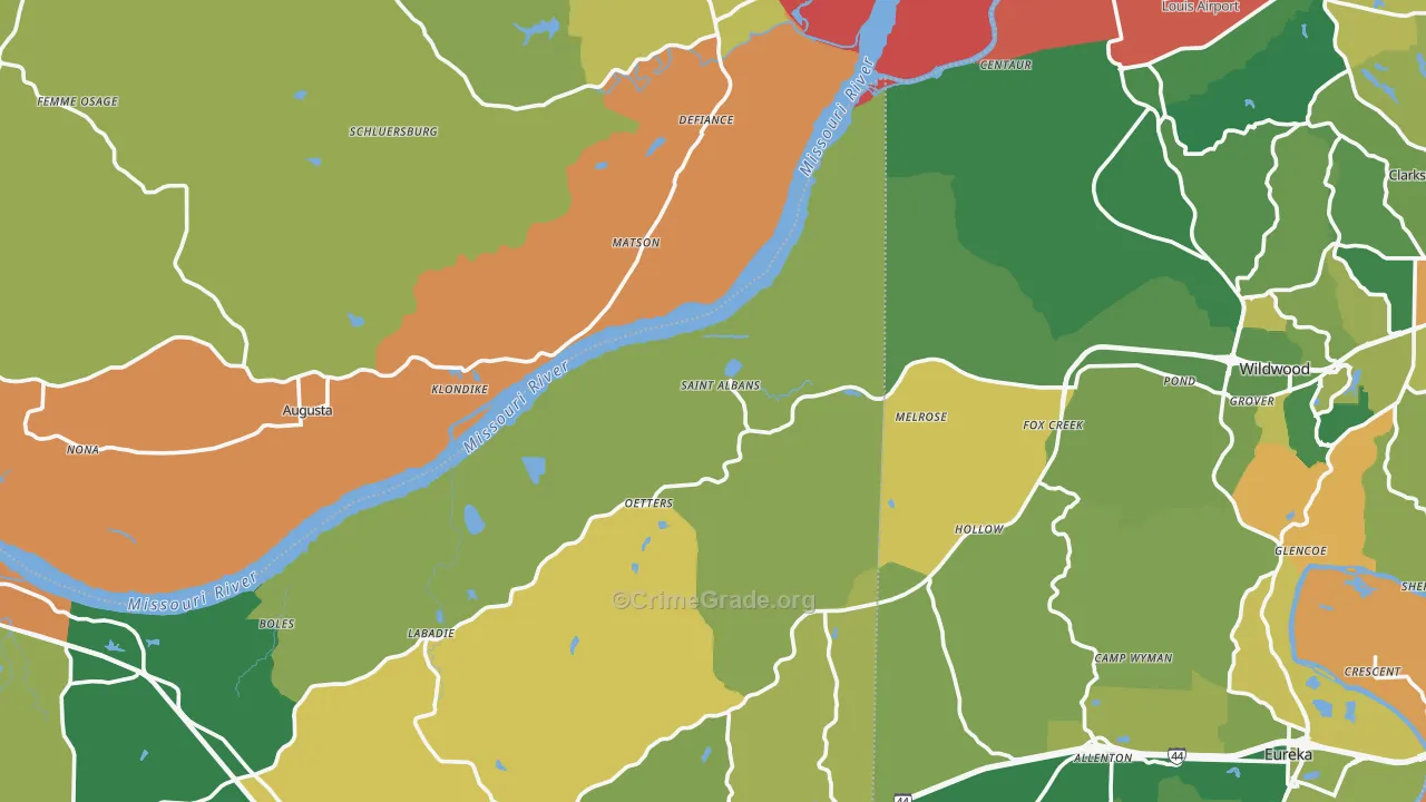 St. Albans, MO Map of Robbery Rates