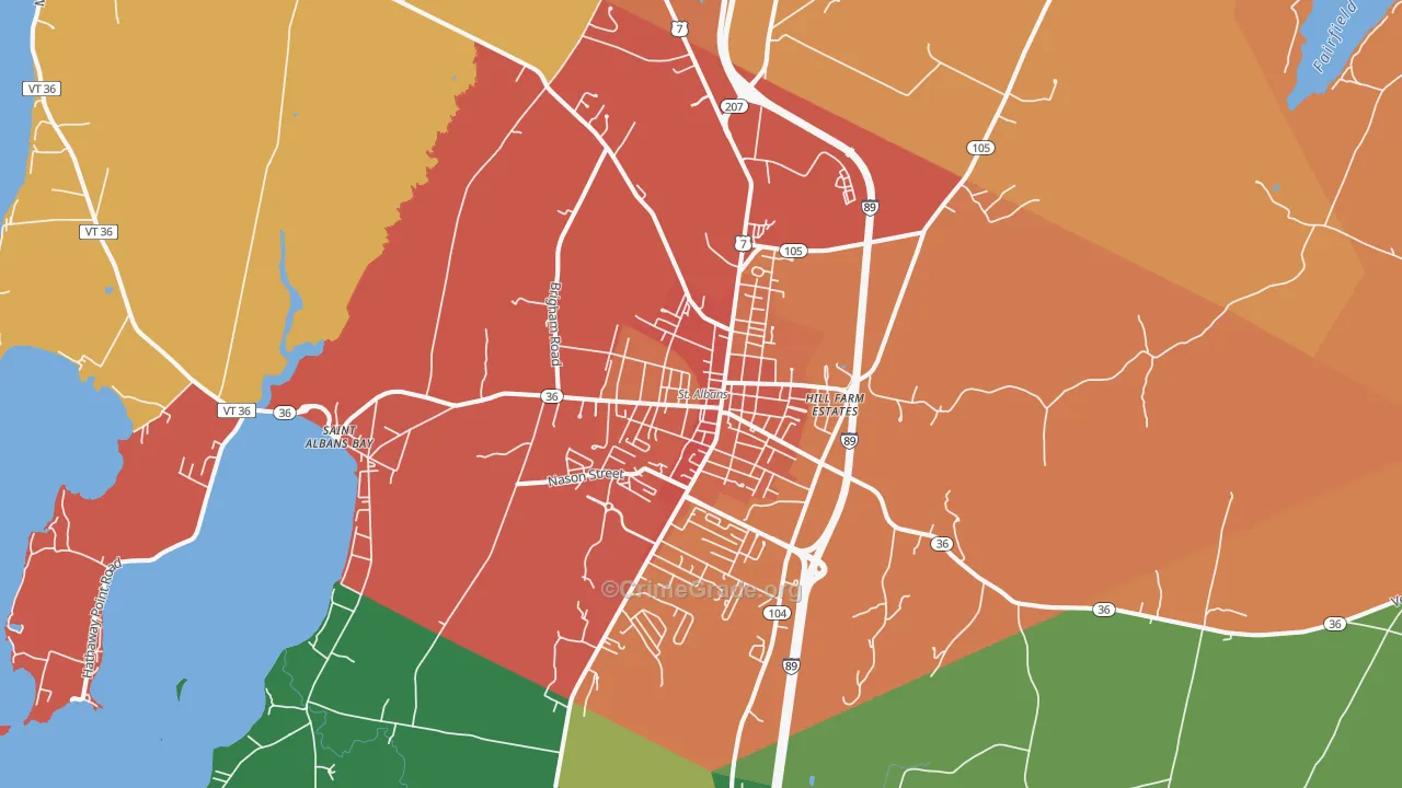 St. Albans, VT Map of Robbery Rates