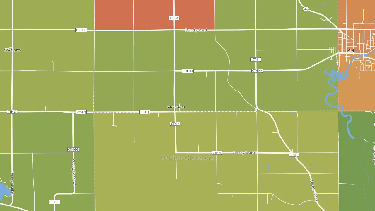 St. Anna, WI Map of Robbery Rates
