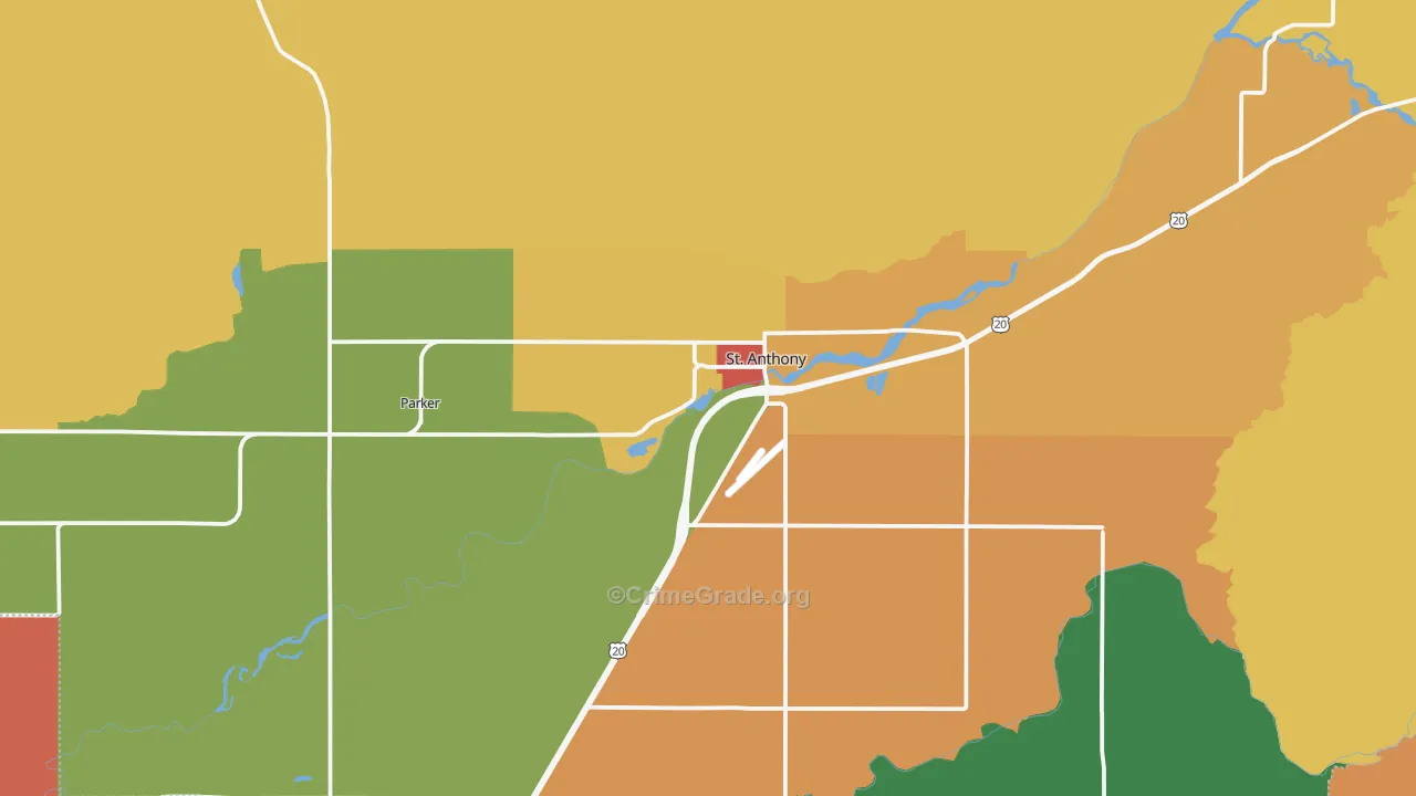 St. Anthony, ID Map of Robbery Rates
