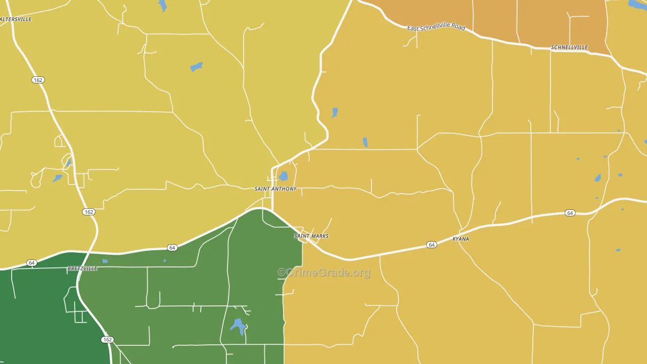 St. Anthony, IN Map of Robbery Rates