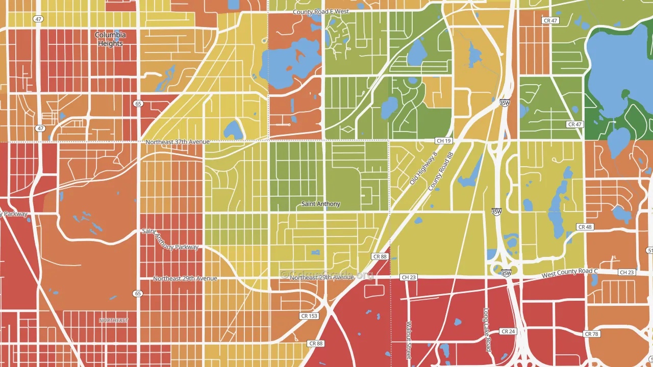 St. Anthony, MN Map of Robbery Rates