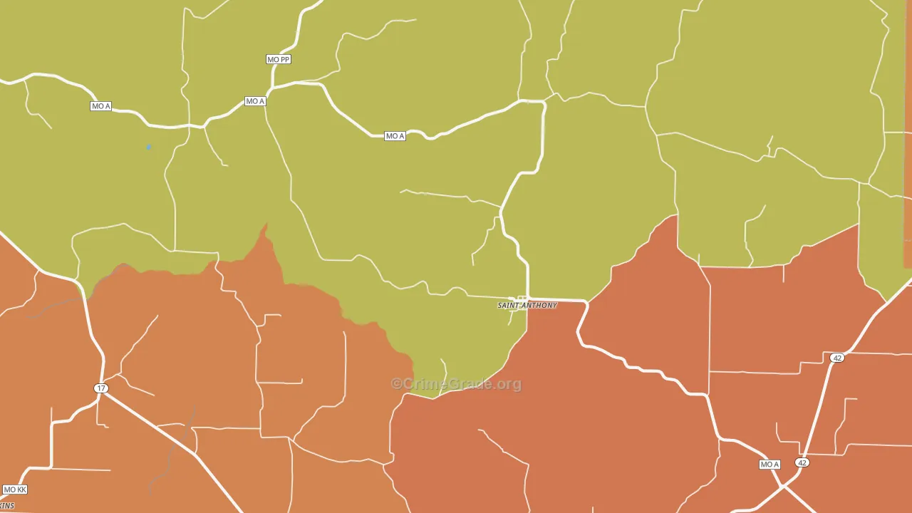 St. Anthony, MO Map of Robbery Rates