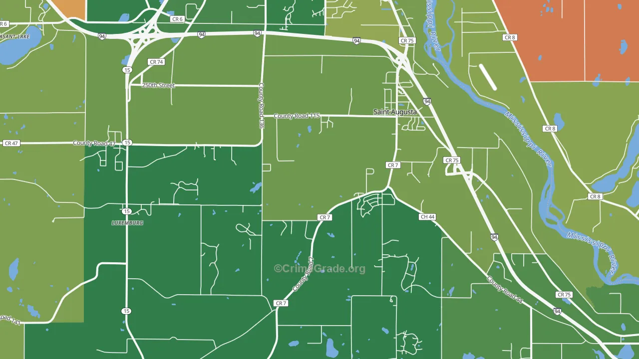 St. Augusta, MN Map of Robbery Rates
