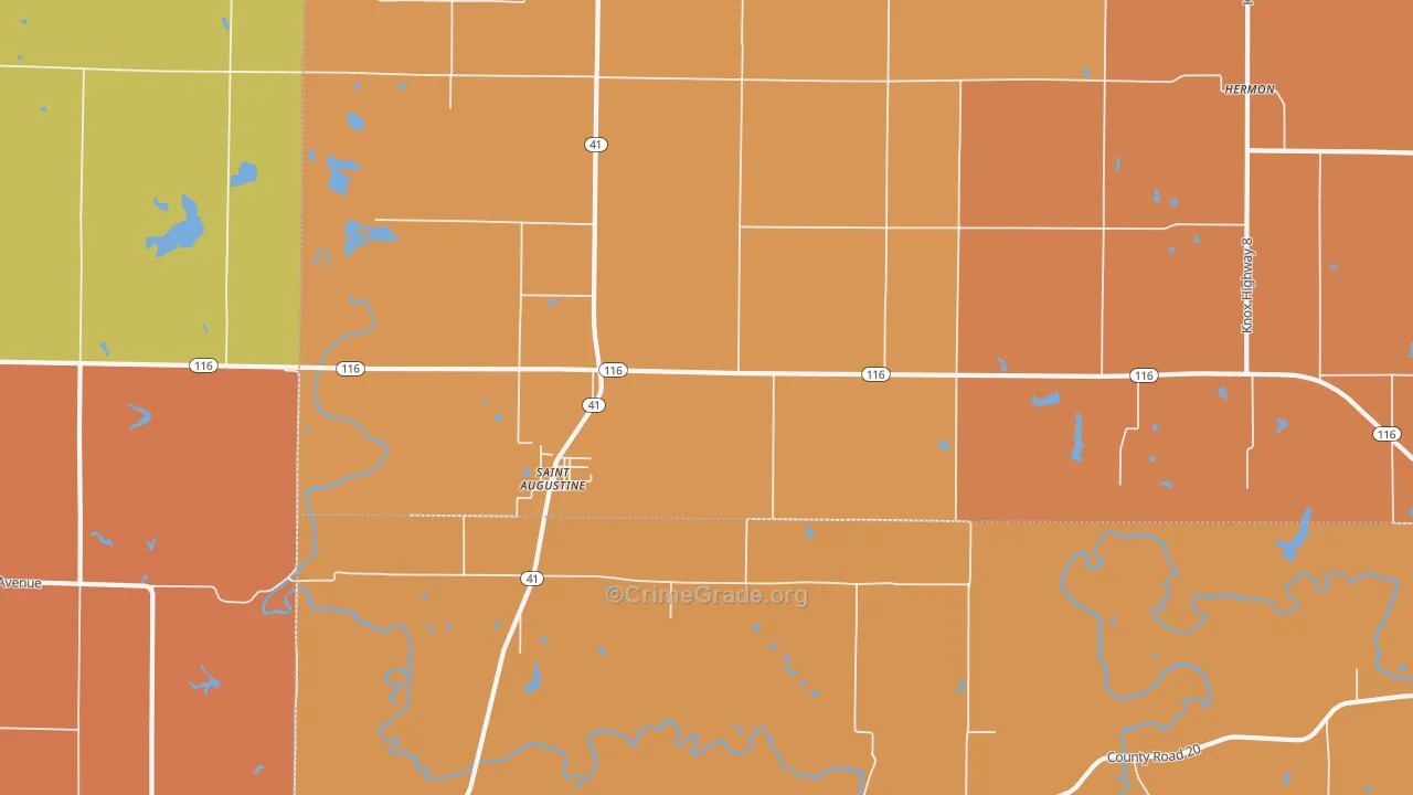 St. Augustine, IL Map of Robbery Rates