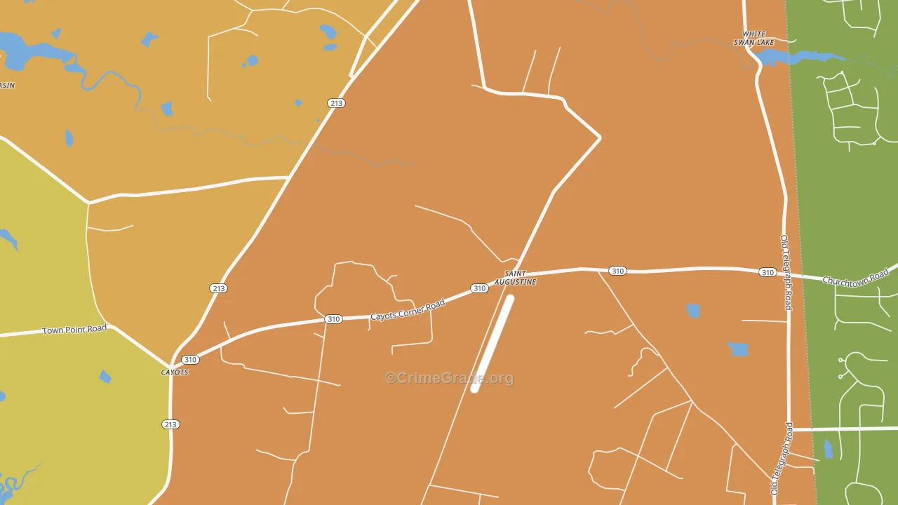 St. Augustine, MD Map of Robbery Rates