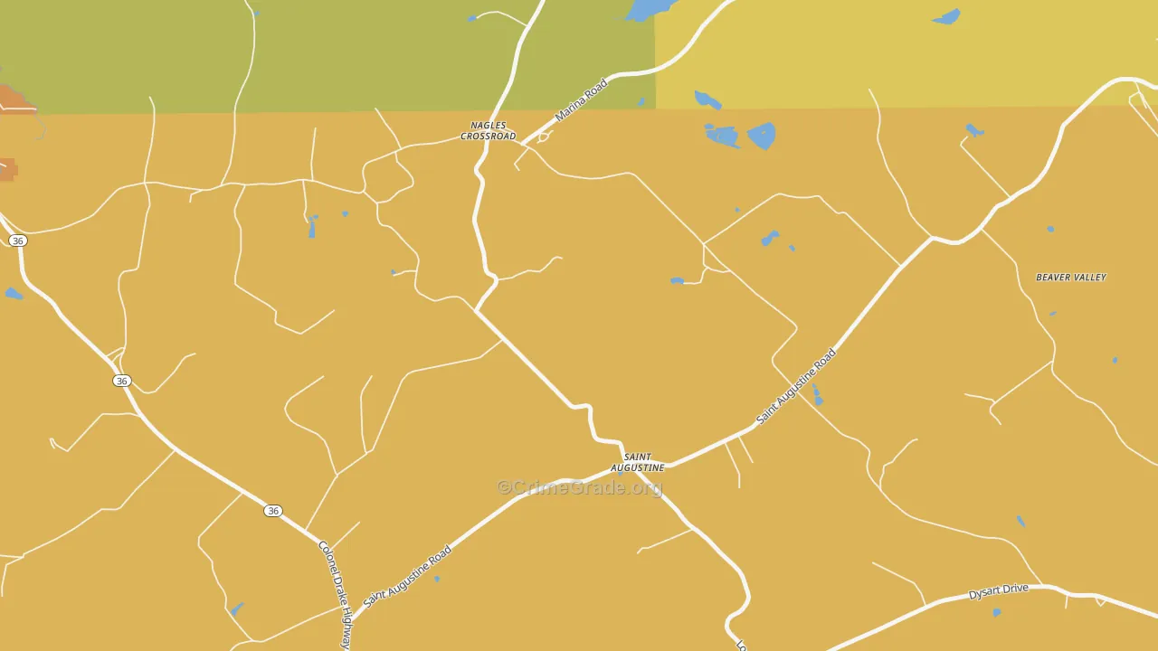 St. Augustine, PA Map of Robbery Rates