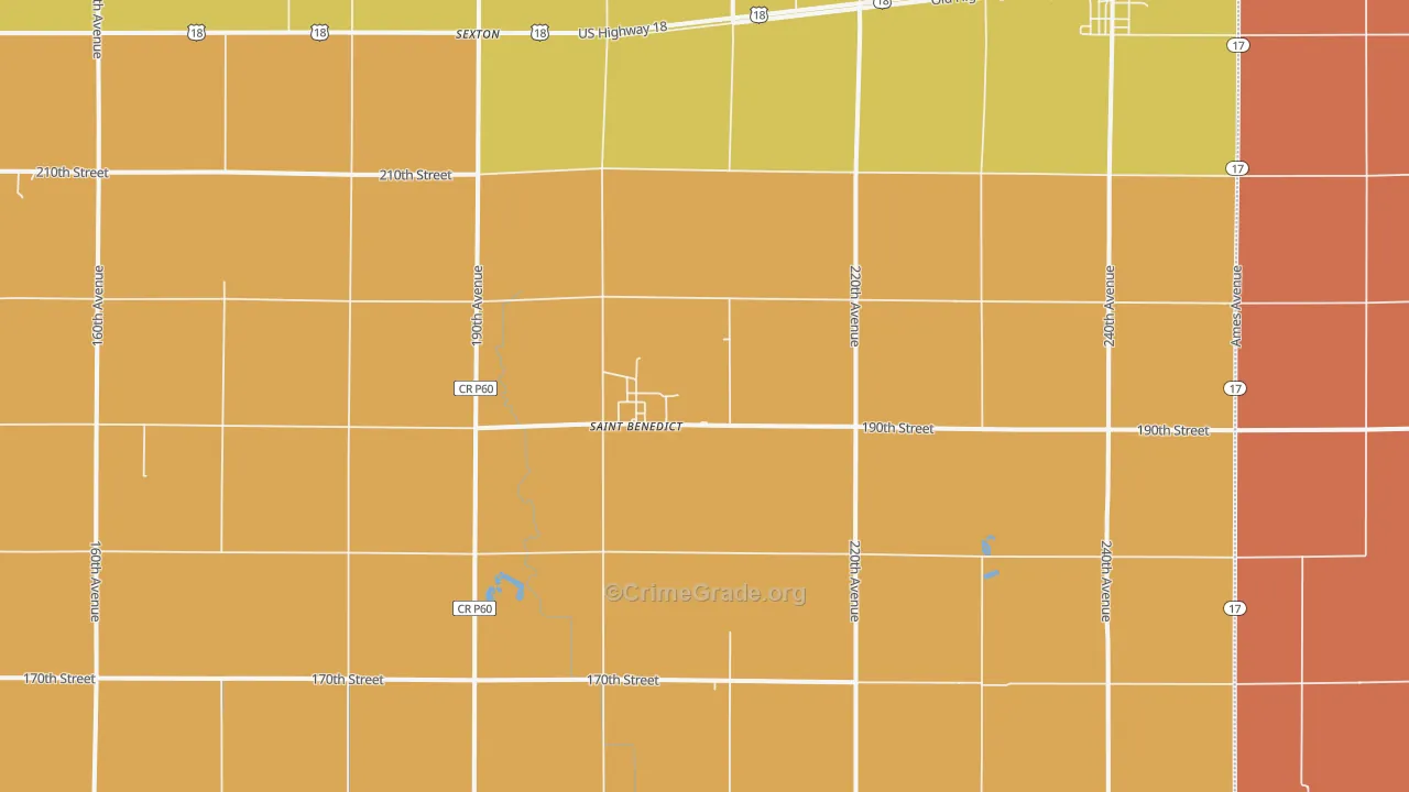 St. Benedict, IA Map of Robbery Rates