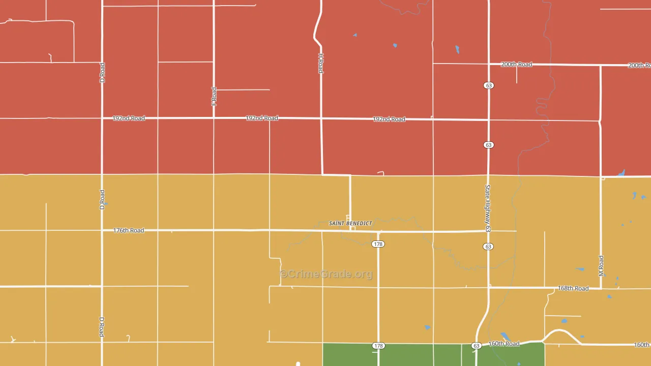 St. Benedict, KS Map of Robbery Rates