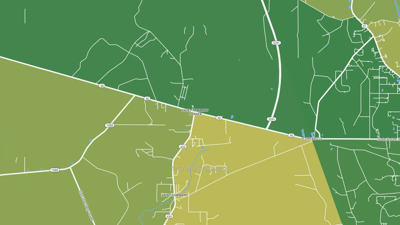 St. Benedict, LA Map of Robbery Rates