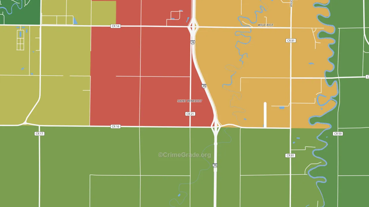 St. Benedict, ND Map of Robbery Rates