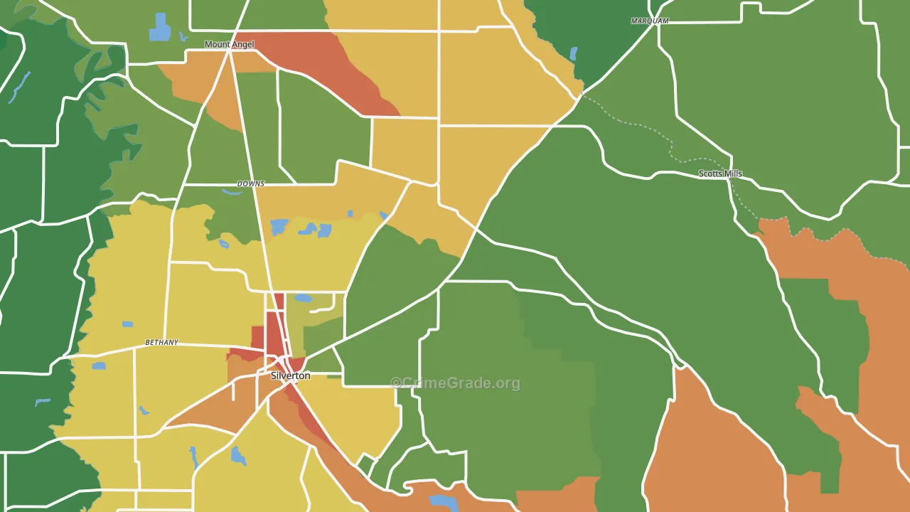 St. Benedict, OR Map of Robbery Rates
