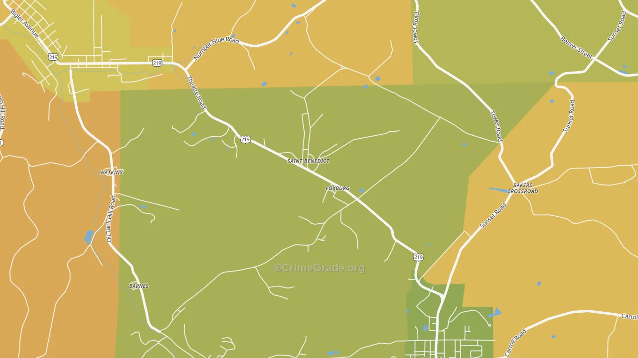 St. Benedict, PA Map of Robbery Rates