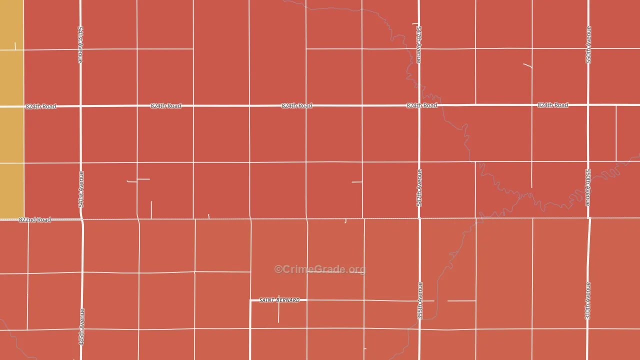 St. Bernard, NE Map of Robbery Rates