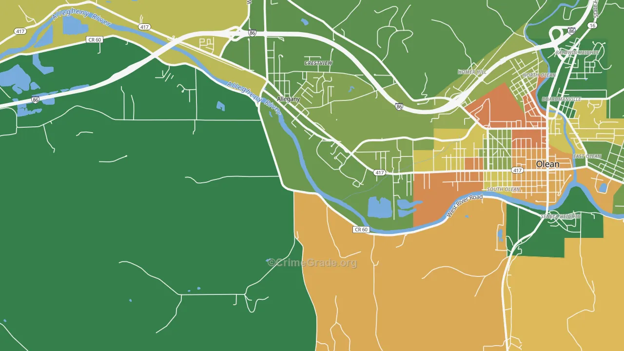 St. Bonaventure, NY Map of Robbery Rates