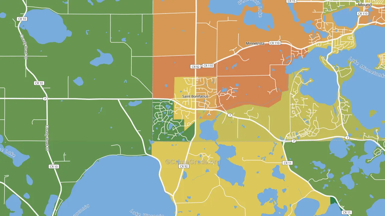 St. Bonifacius, MN Map of Robbery Rates