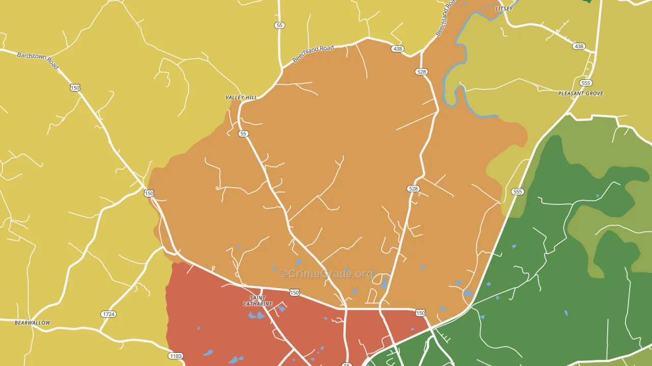 St. Catharine, KY Map of Robbery Rates
