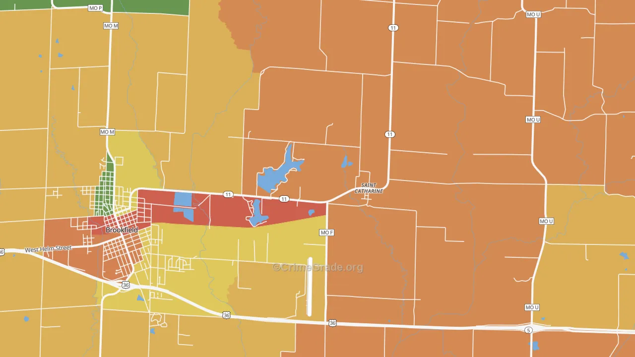 St. Catharine, MO Map of Robbery Rates