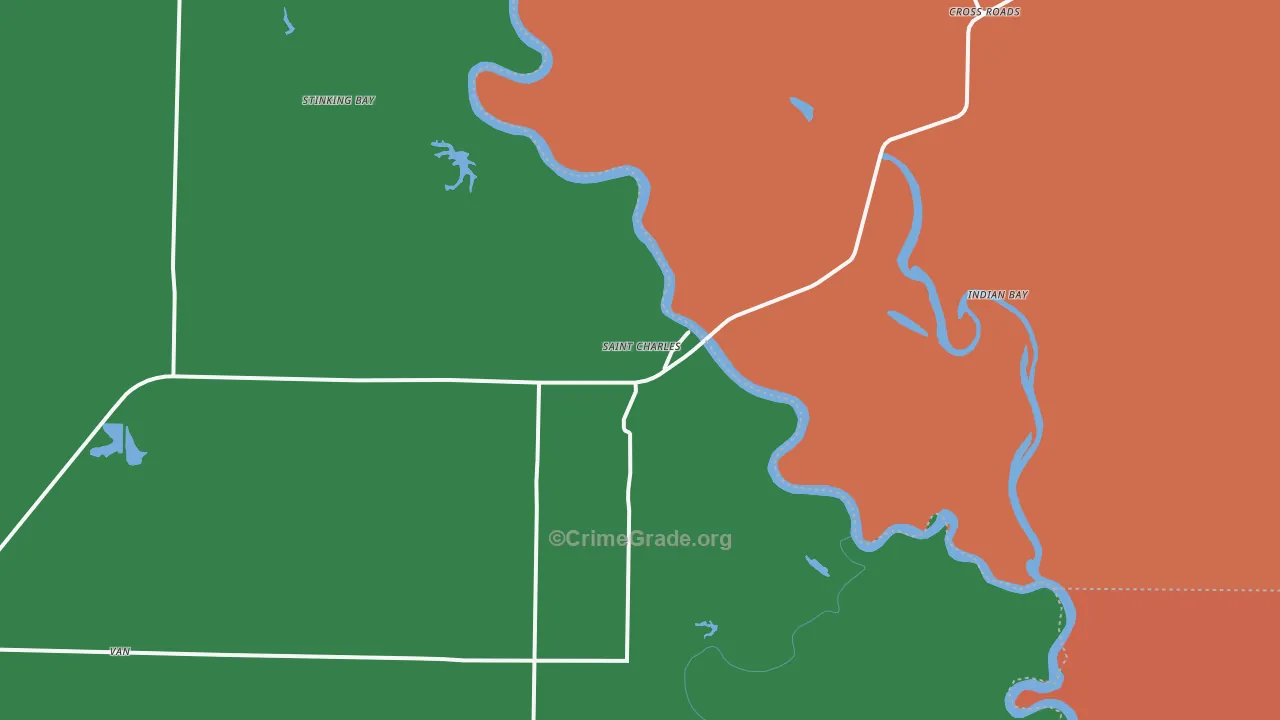 St. Charles, AR Map of Robbery Rates