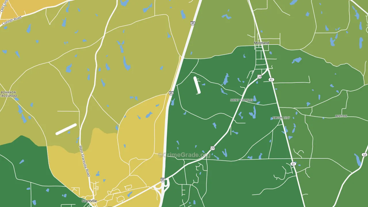 St. Charles, GA Map of Robbery Rates