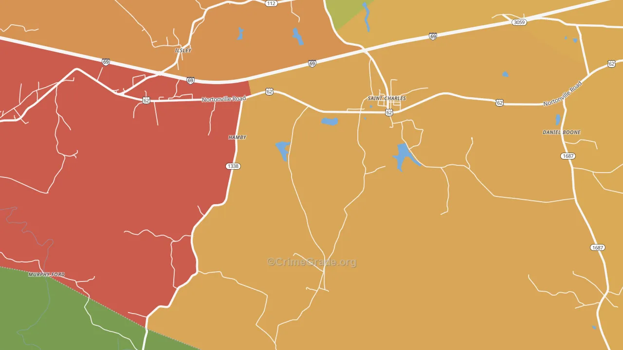 St. Charles, KY Map of Robbery Rates