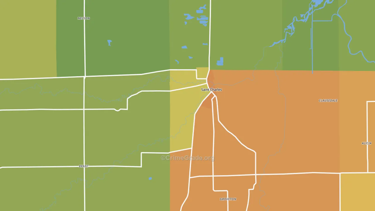 St. Charles, MI Map of Robbery Rates